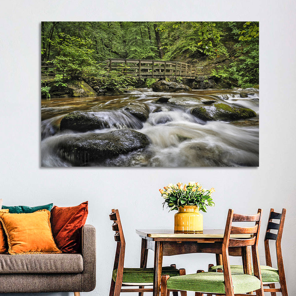Stock Ghyll Footbridge Forest Stream Wall Art
