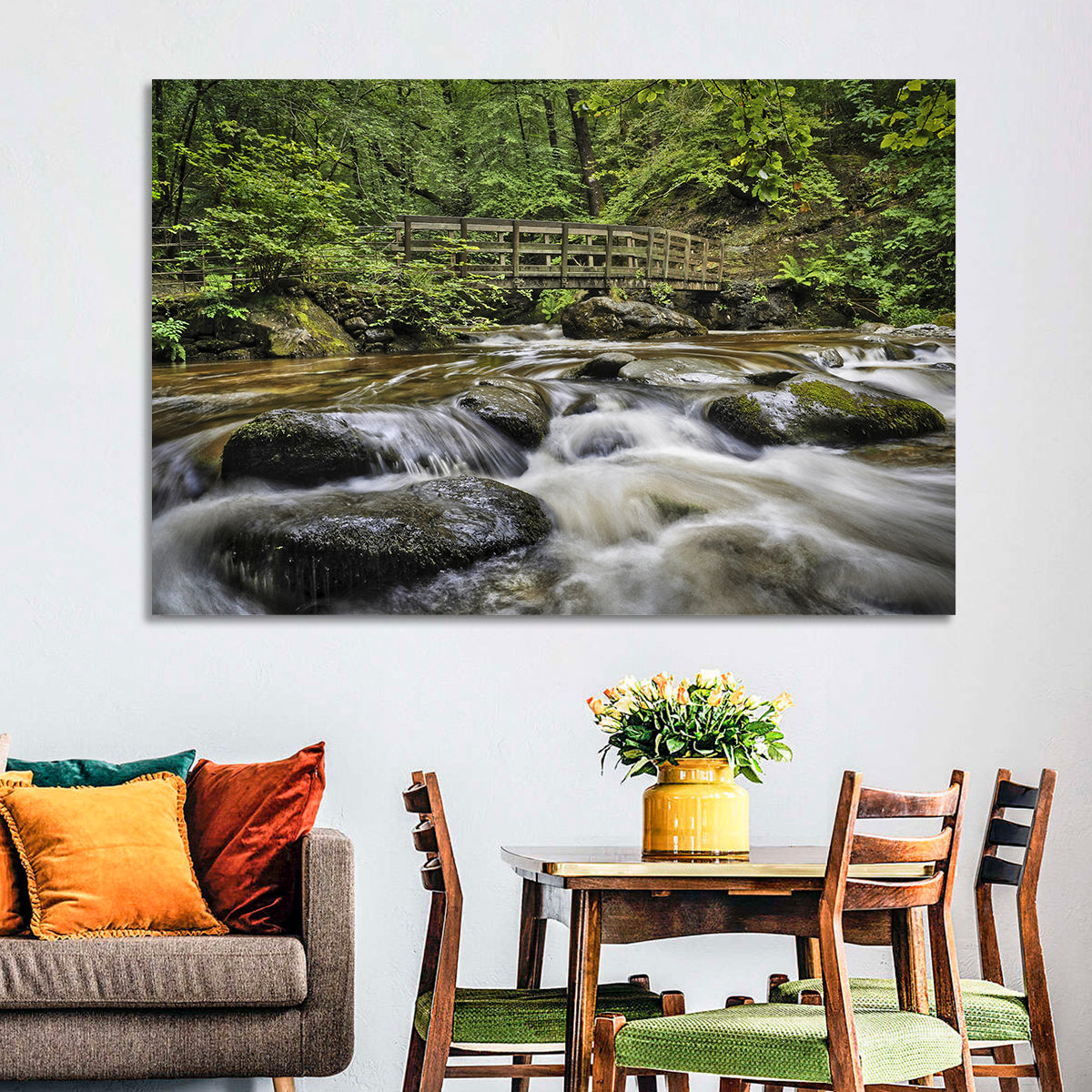 Stock Ghyll Footbridge Forest Stream Wall Art