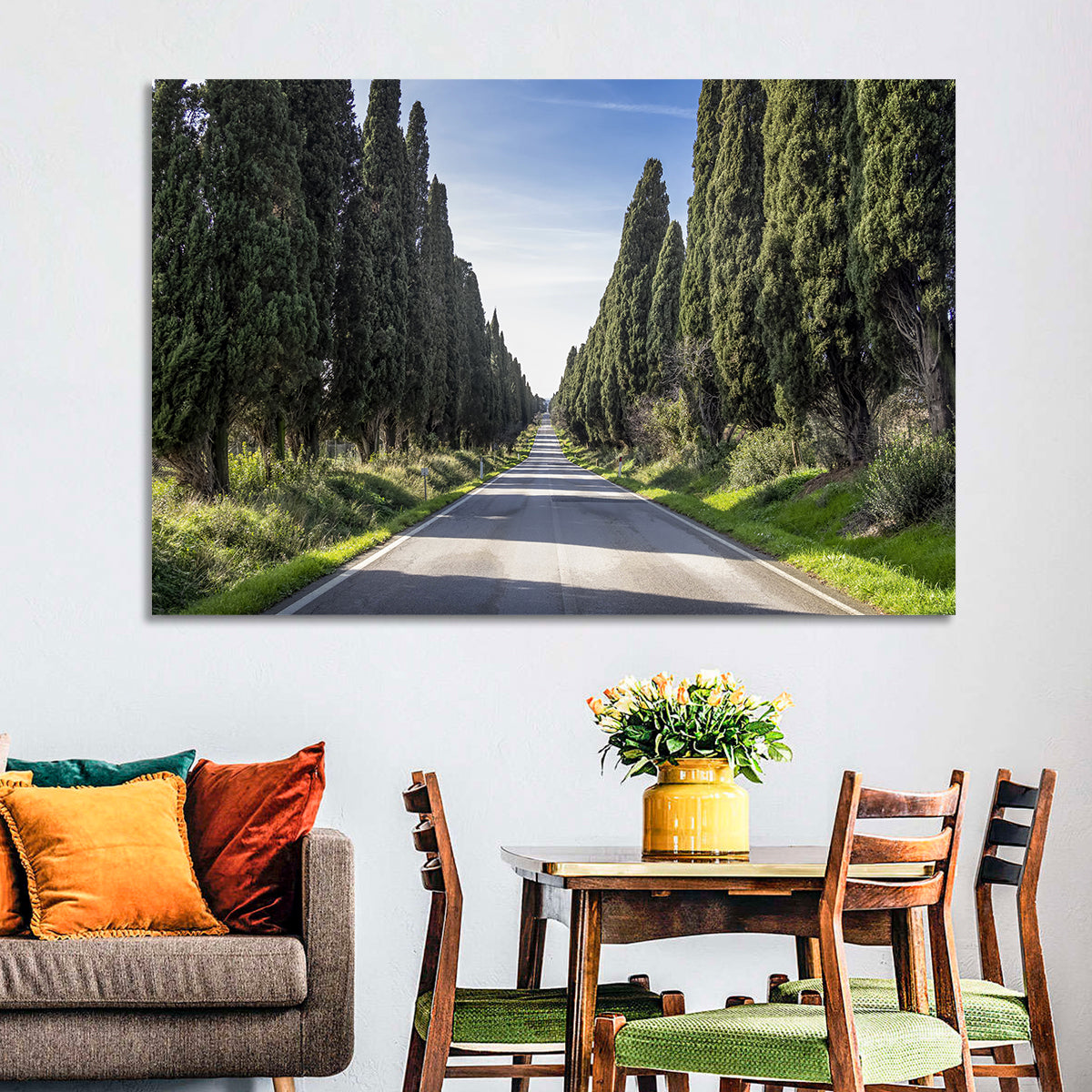 Avenue of Cypress Trees Wall Art in a room, landscape