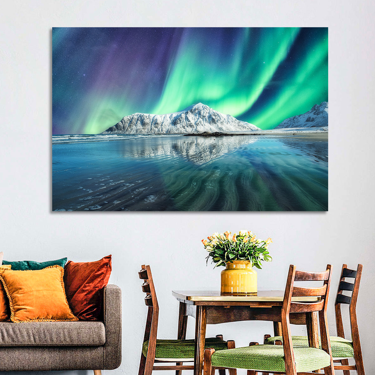 Aurora Over Skagsanden Beach Wall Art