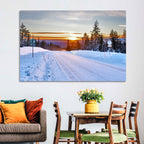 Snowy Road at Sunset Wall Art