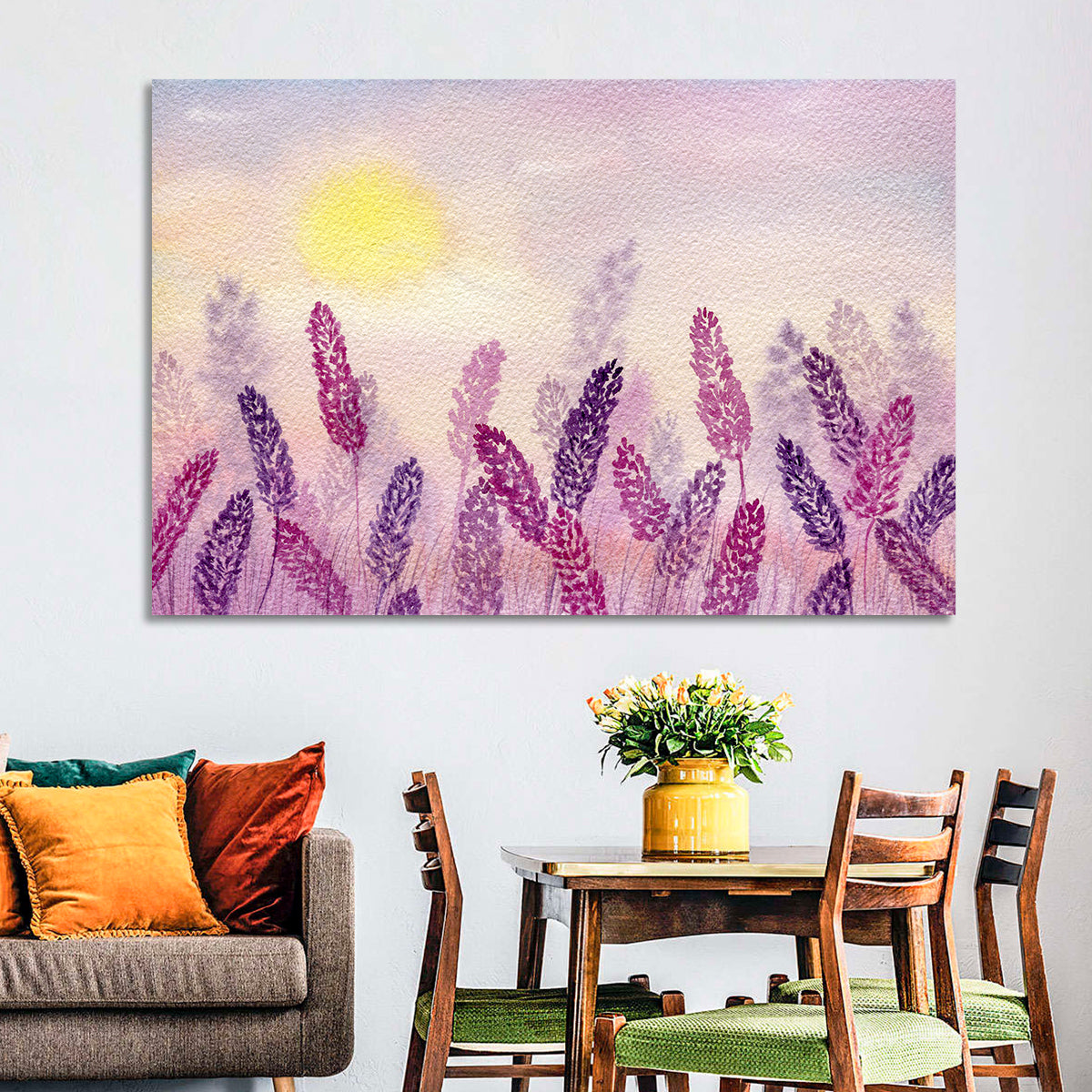 Sunlit Lavender Field Wall Art