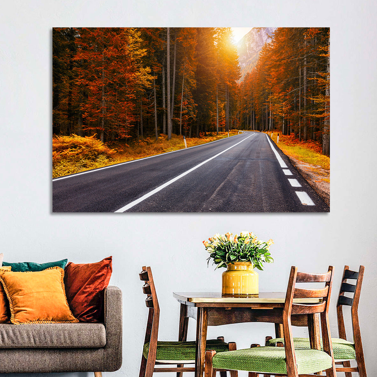 Golden Hour Forest Road Wall Art
