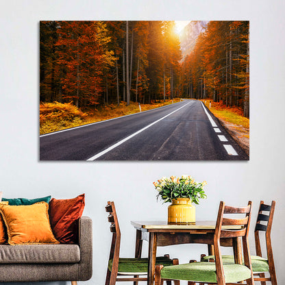 Golden Hour Forest Road Wall Art