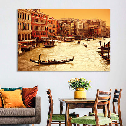 Grand Canal Gondola at Golden Hour Wall Art