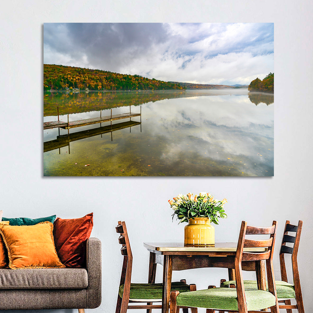 Misty Dock at Lake Squam Wall Art