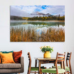 Pyramid Mountain with Golden Grasses Wall Art