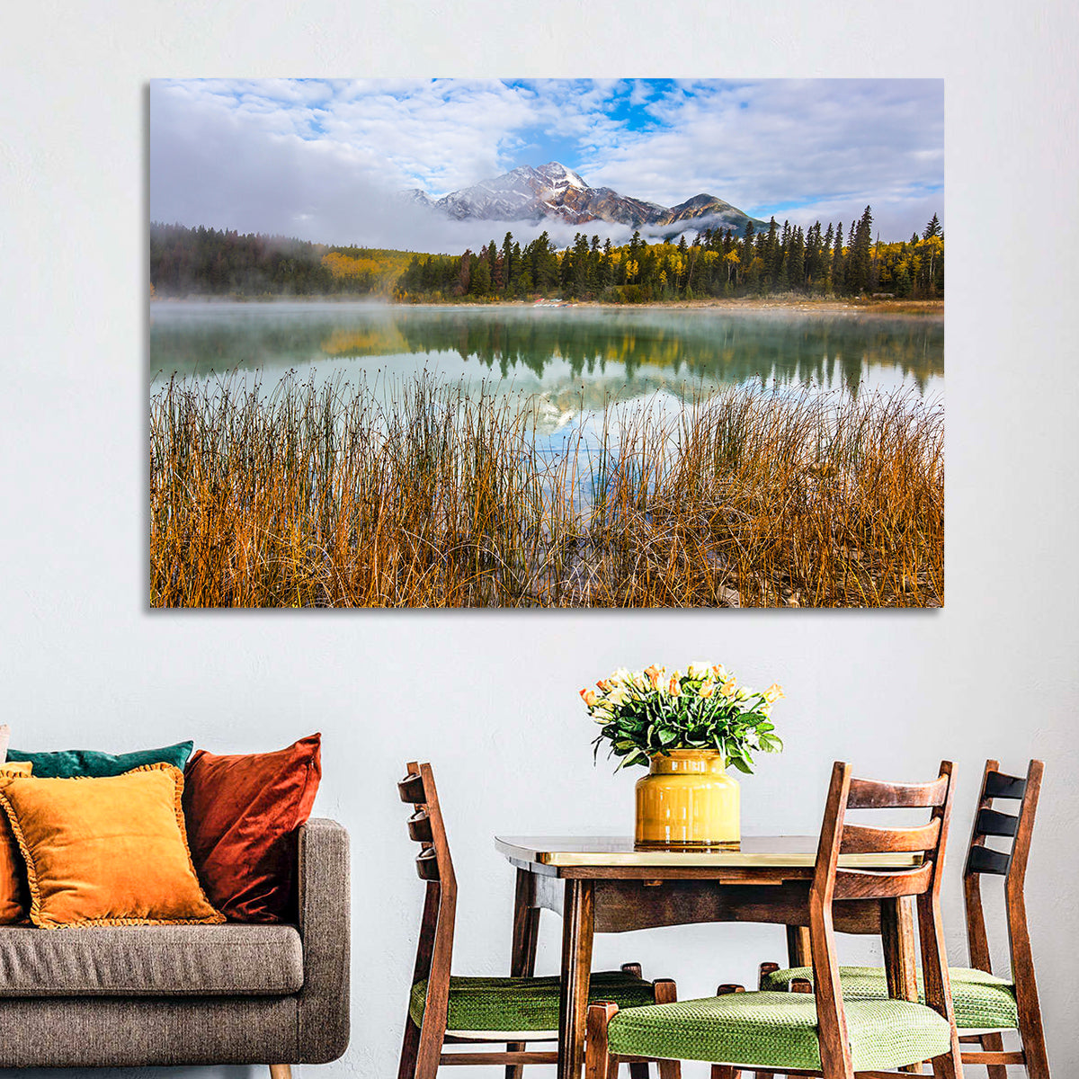 Pyramid Mountain with Golden Grasses Wall Art