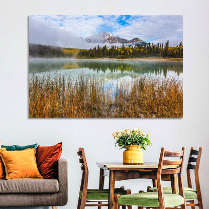 Pyramid Mountain with Golden Grasses Wall Art