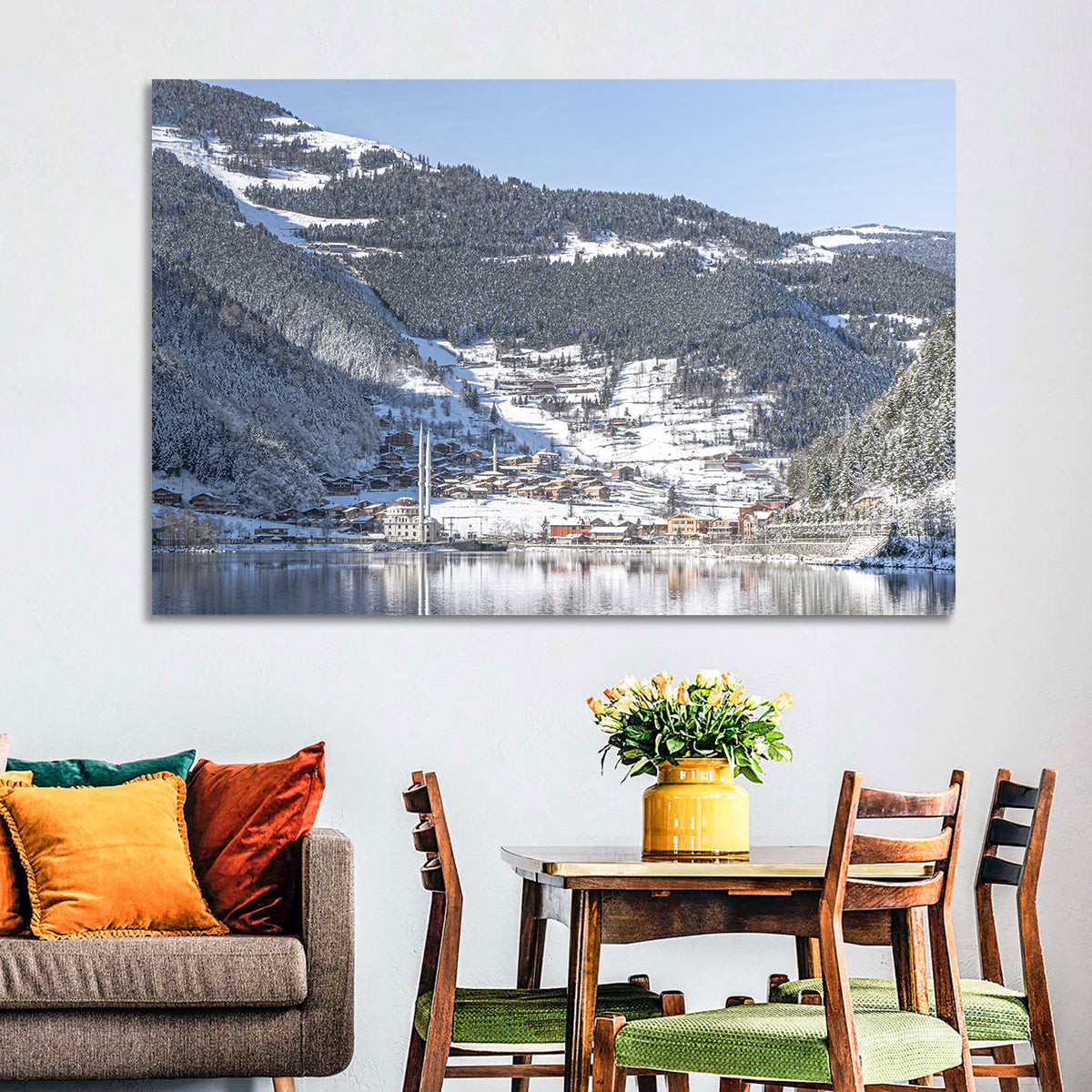 Uzungöl Winter Lake Reflection Wall Art