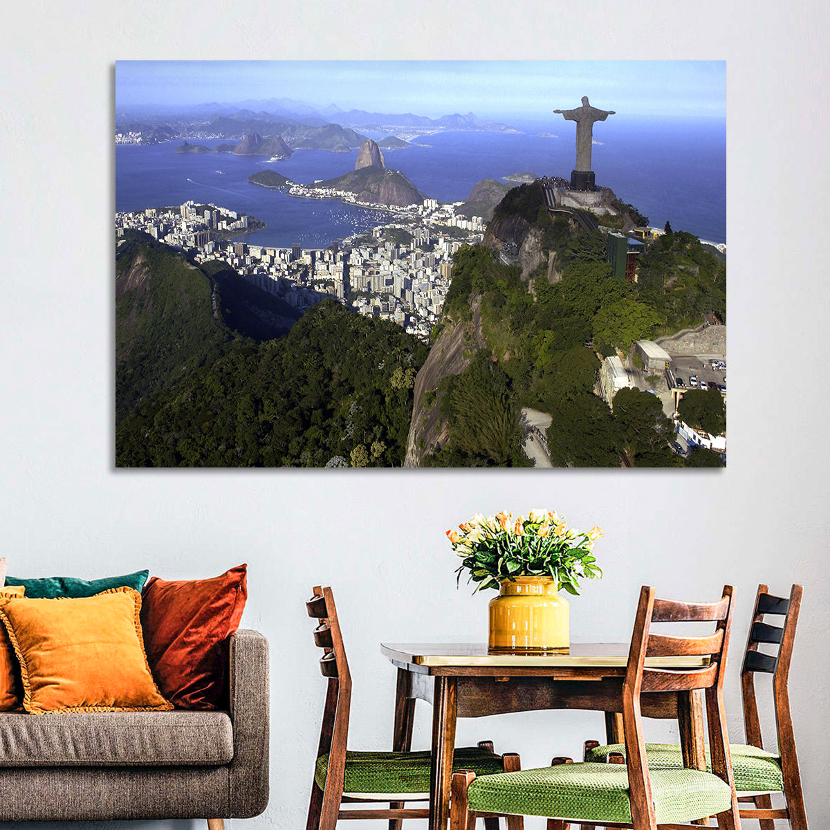 Christ the Redeemer Over Rio De Janeiro Wall Art in a room, landscape