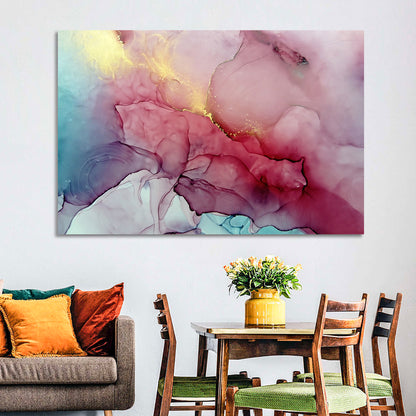 Pink and Gold Fluid Abstract Wall Art