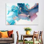 Fluid Ink with Metallic Gold Accents Wall Art