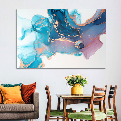 Fluid Ink with Metallic Gold Accents Wall Art