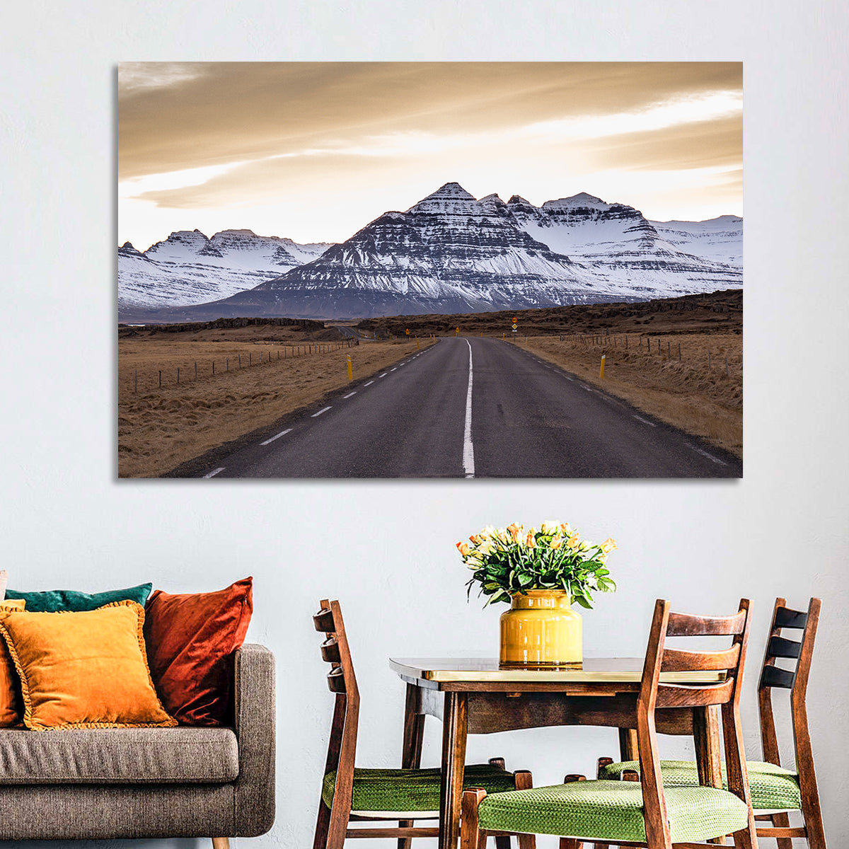 East Fjords Road at Dusk Wall Art in a room, landscape