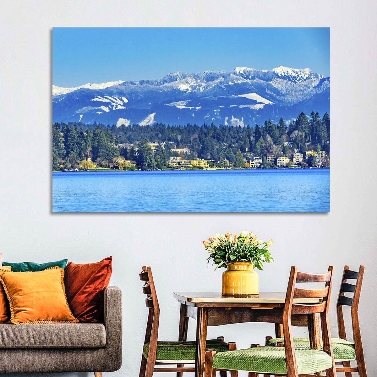 Lake Washington Snow-capped Peaks Wall Art