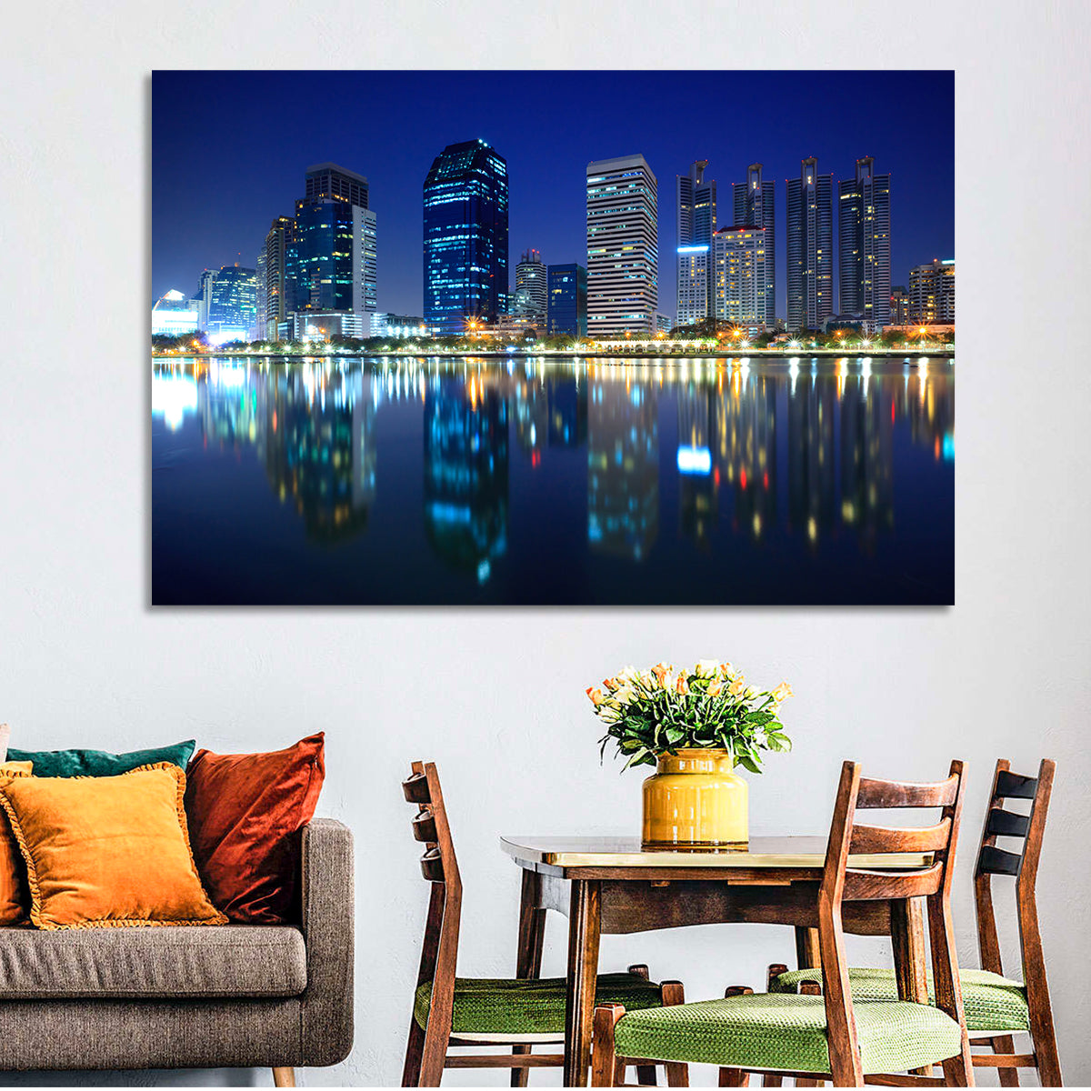 Benjakitti Park Night Skyline Wall Art