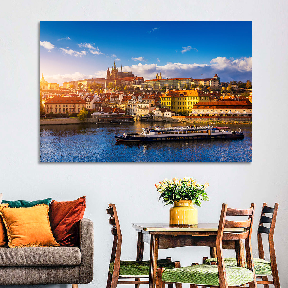 Prague Castle Golden Hour River View Wall Art