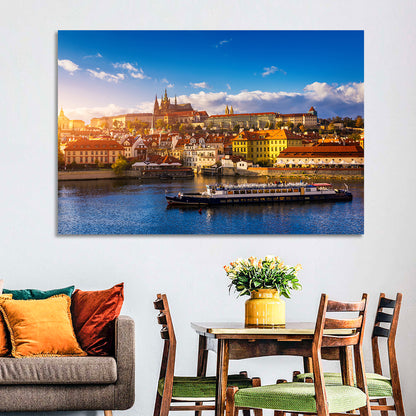 Prague Castle Golden Hour River View Wall Art