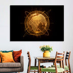 Golden Hologram Globe Wall Art