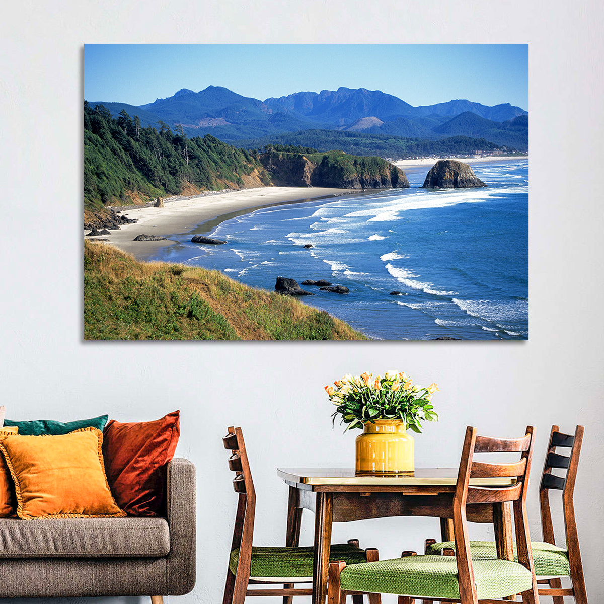 Ecola State Park Coastline Wall Art in a room, landscape