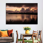 Lake Diatas Sunset with Boat Wall Art