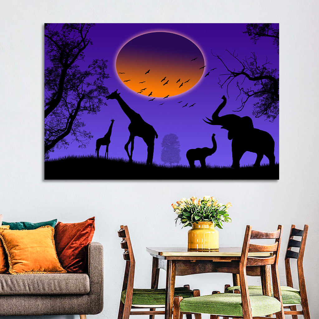 Sunset Savannah Silhouette Wall Art