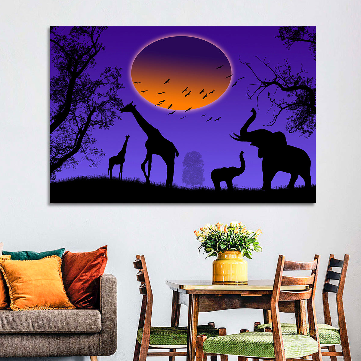 Sunset Savannah Silhouette Wall Art