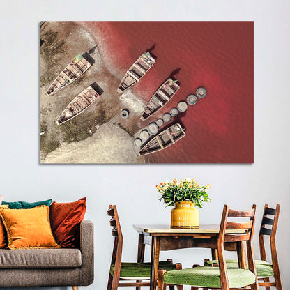 Wooden Boats on Lake Retba Wall Art