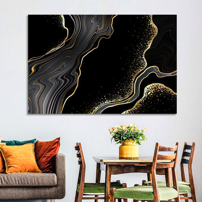 Black Marble with Gold Veins Wall Art