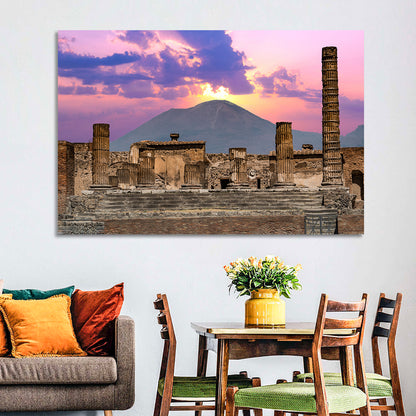 Pompeii Columns at Sunset, Mount Vesuvius Wall Art