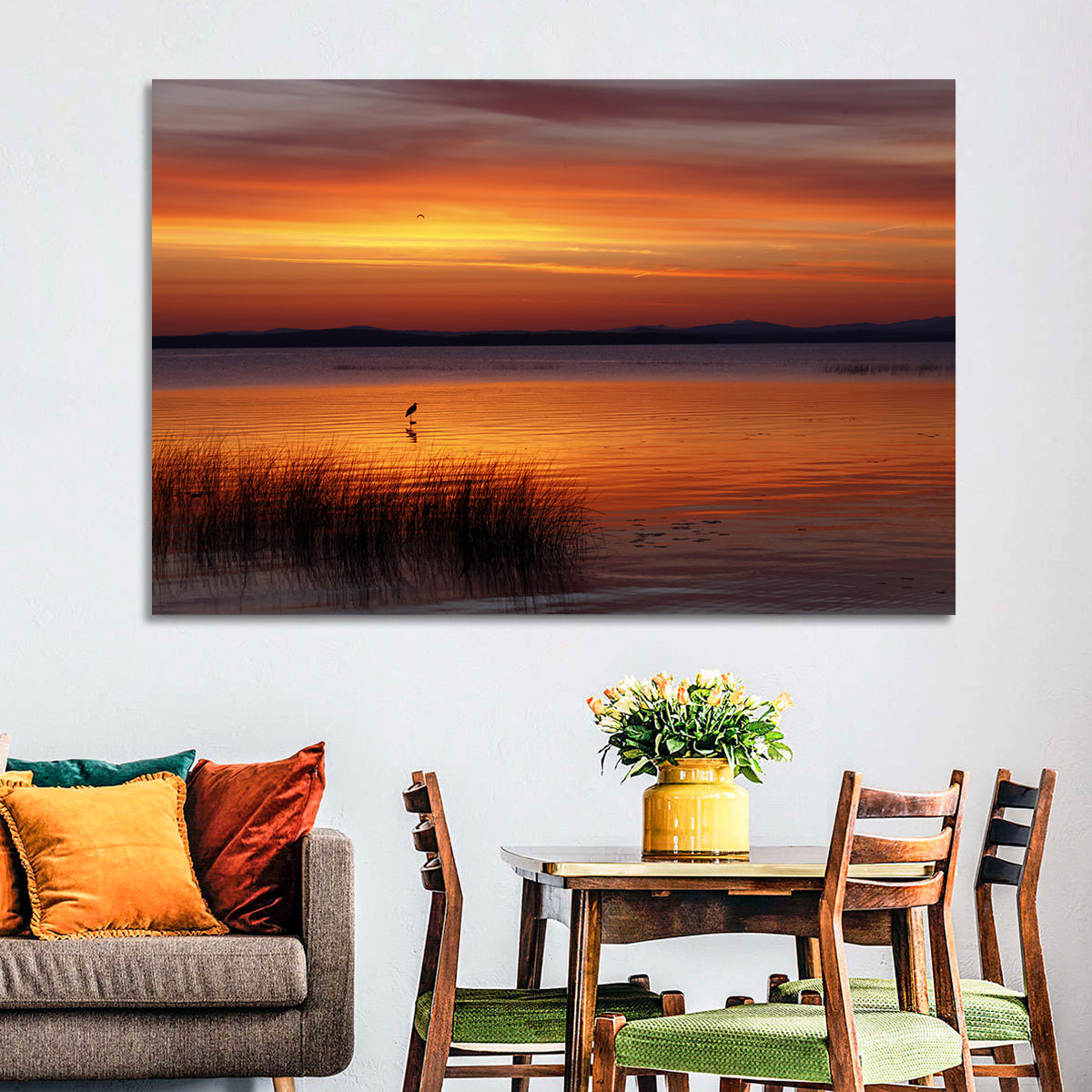 Lake Champlain Sunrise with Heron Wall Art