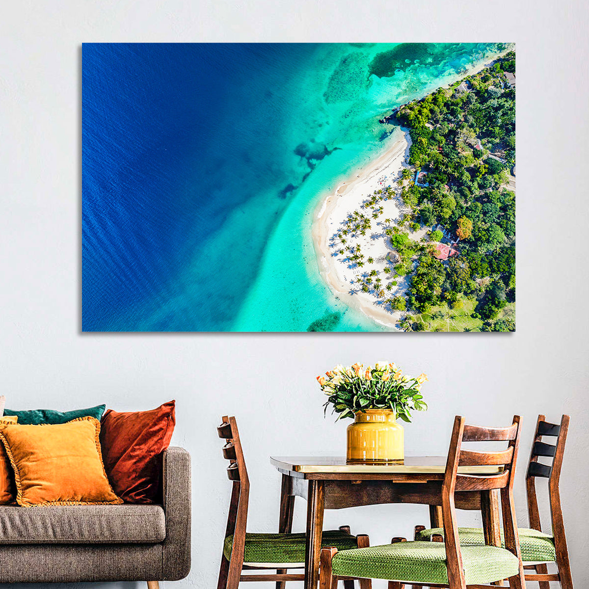 Cayo Levantado Aerial View Wall Art in a room, landscape