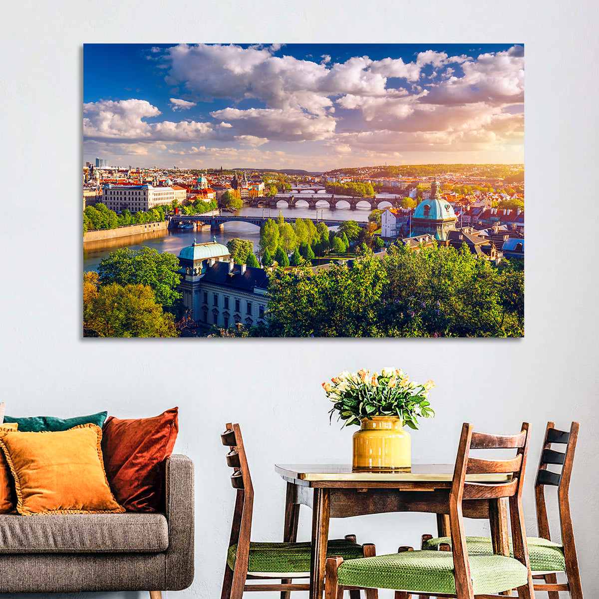 Prague Golden Hour Over Charles Bridge Wall Art