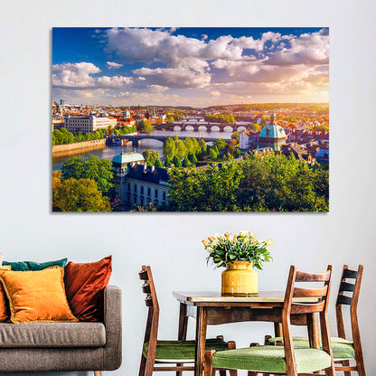 Prague Golden Hour Over Charles Bridge Wall Art