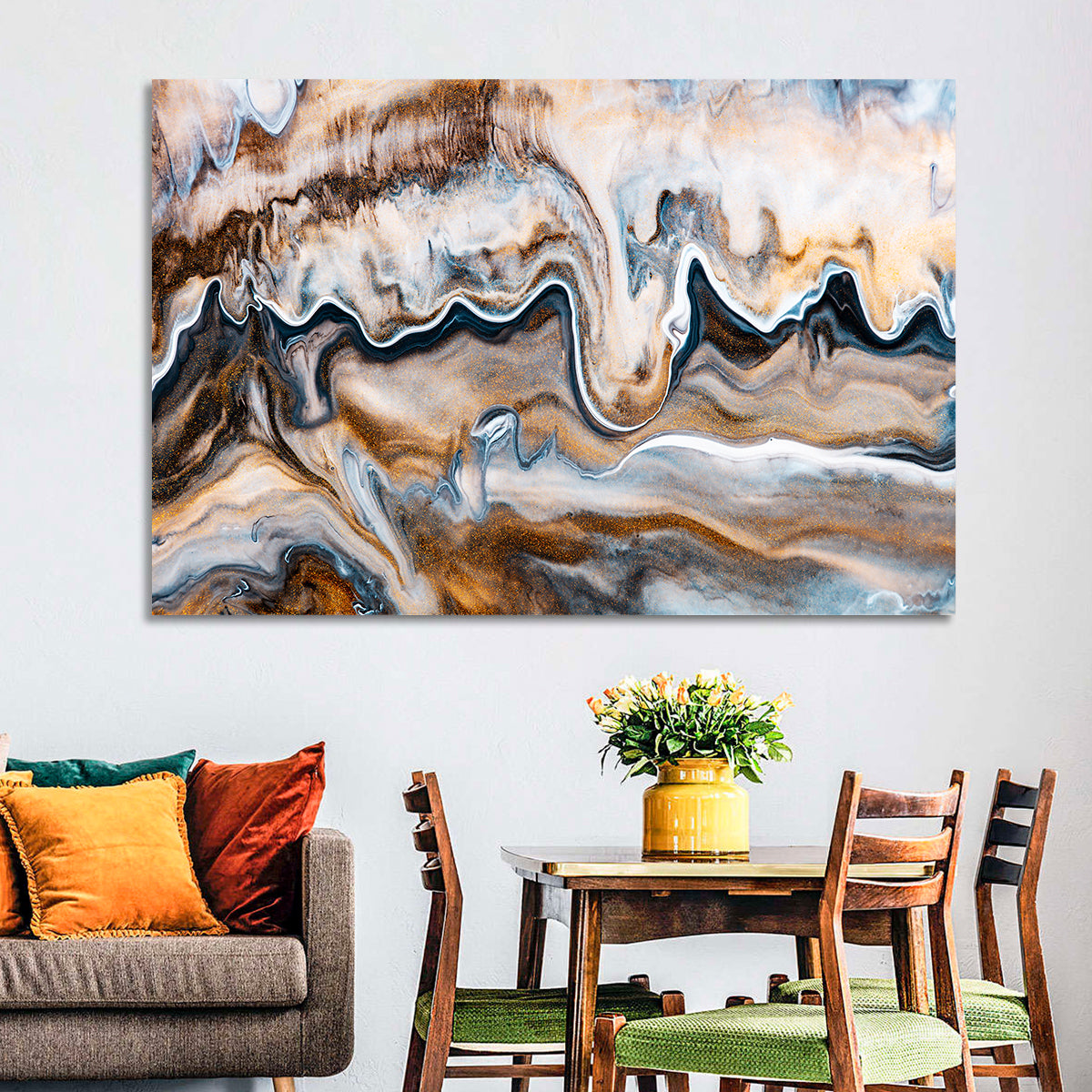 Marbled Gold Swirl Wall Art