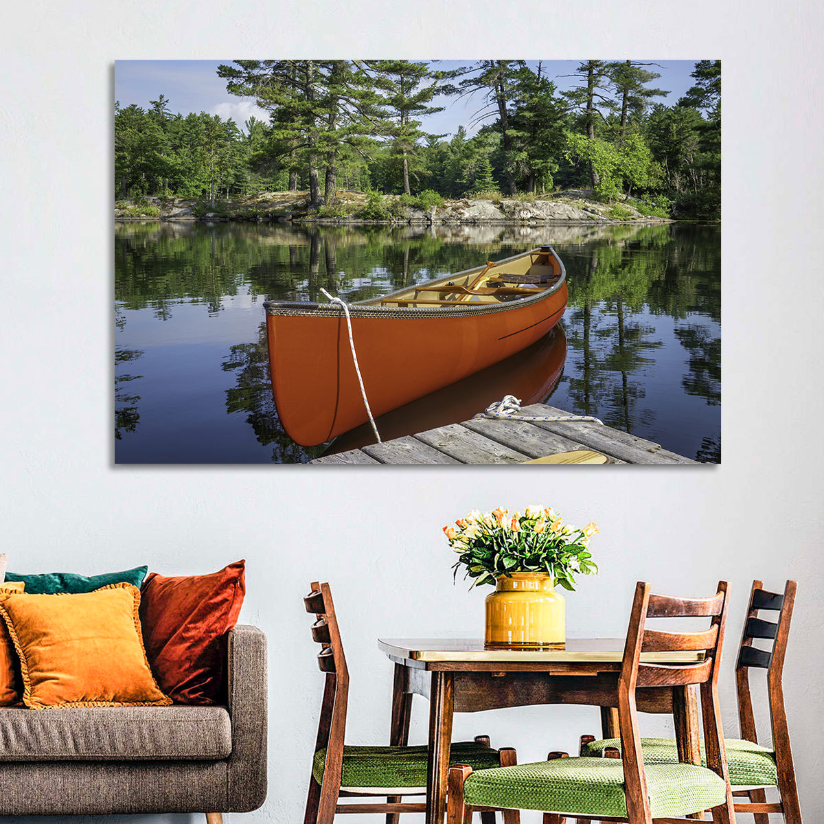 Orange Canoe on Ontario Lake Wall Art