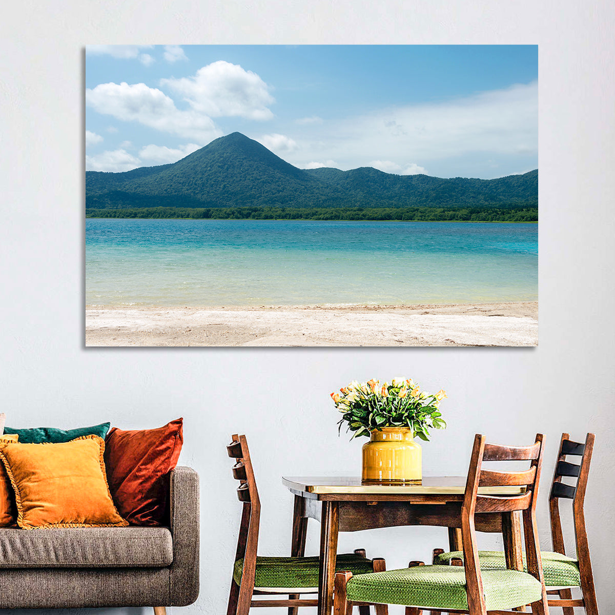 Usori Lake Shoreline Wall Art in a room, landscape
