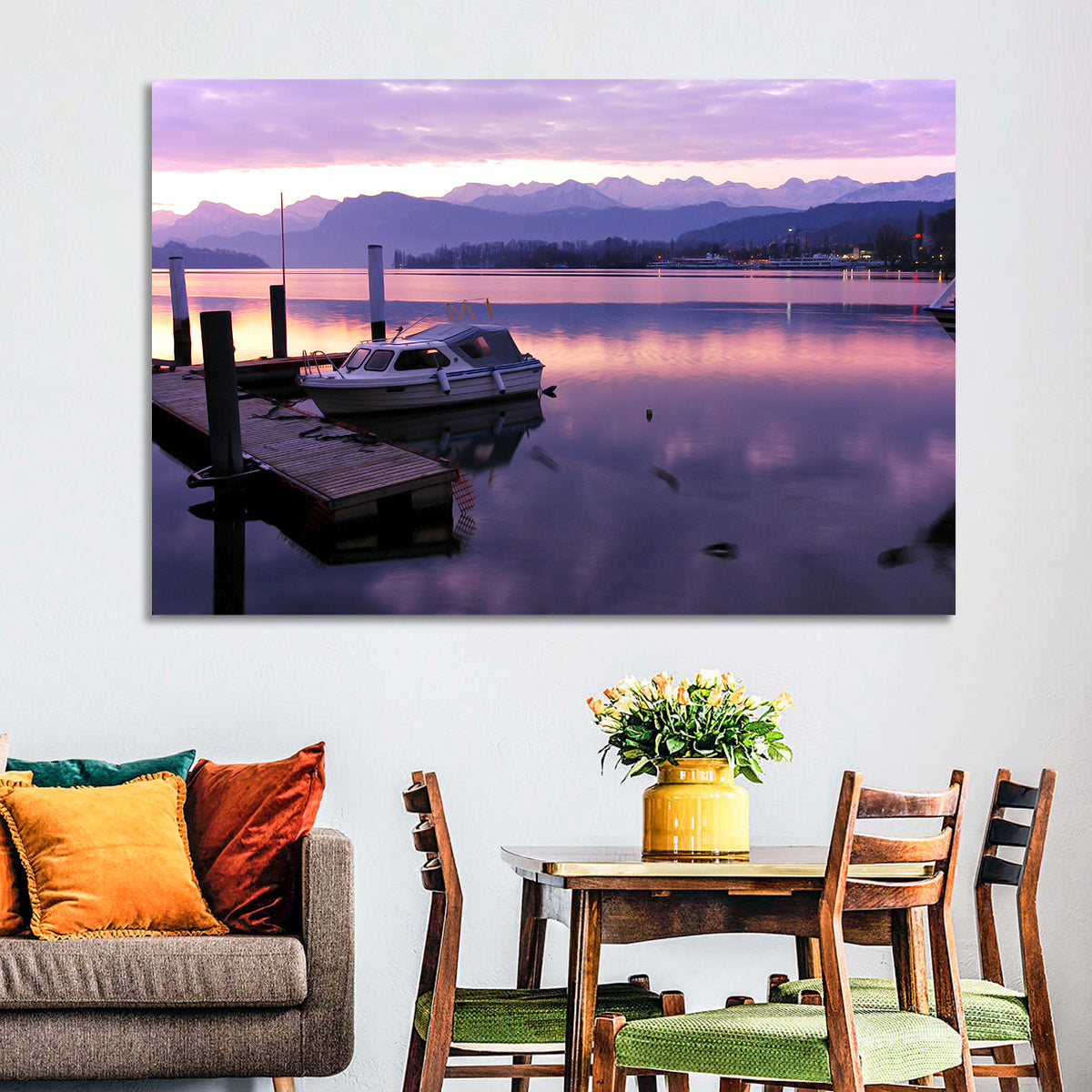 Lake Lucerne Pier at Dusk Wall Art