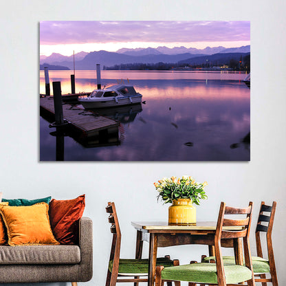 Lake Lucerne Pier at Dusk Wall Art