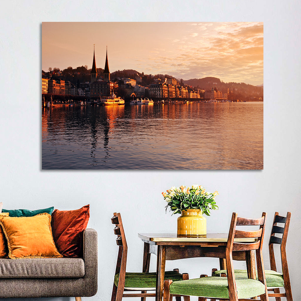Lucerne Lake Sunset Skyline Wall Art