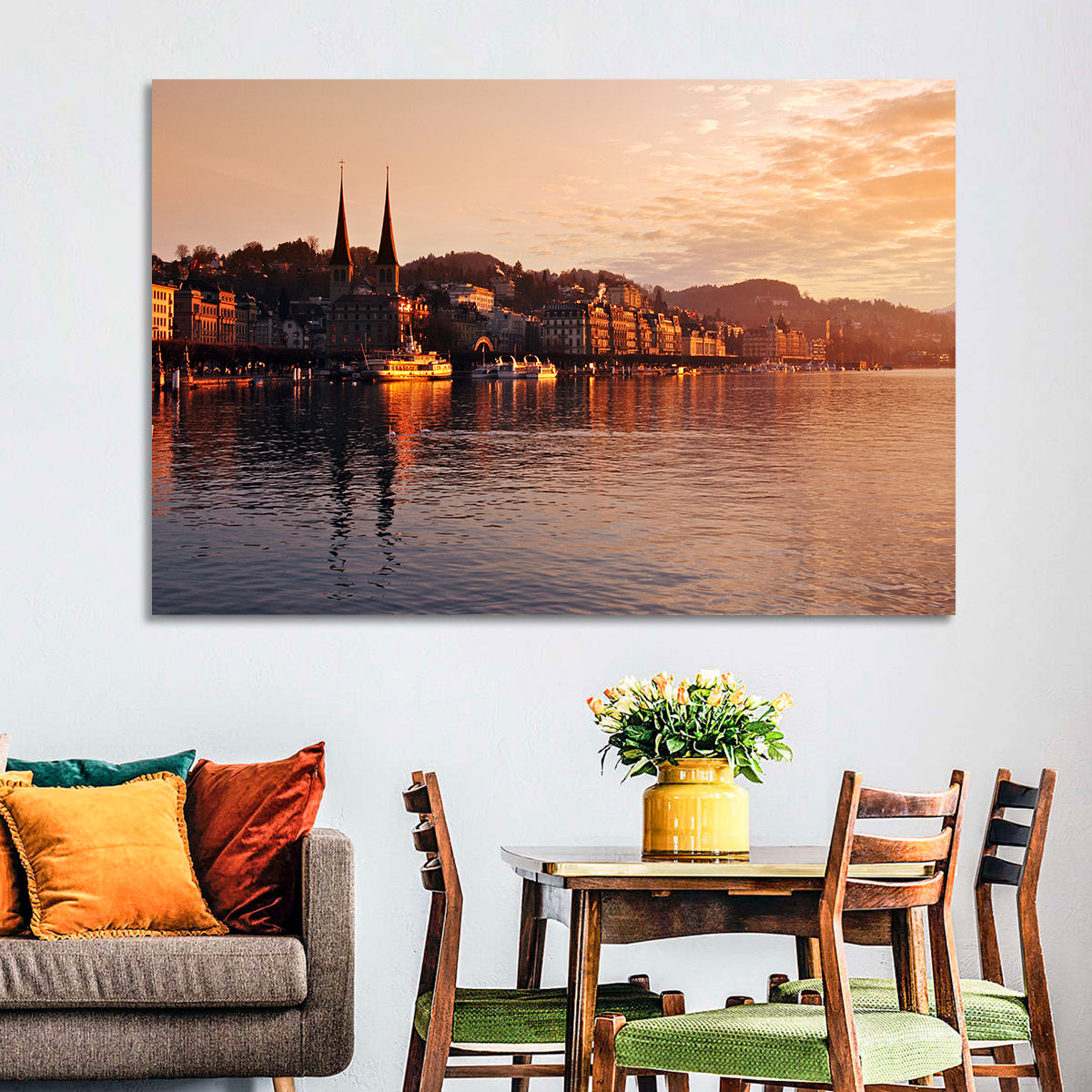 Lucerne Lake Sunset Skyline Wall Art