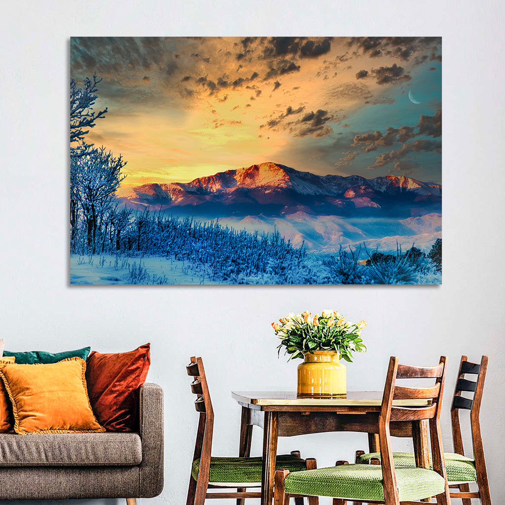 Pikes Peak Golden Sunset Wall Art