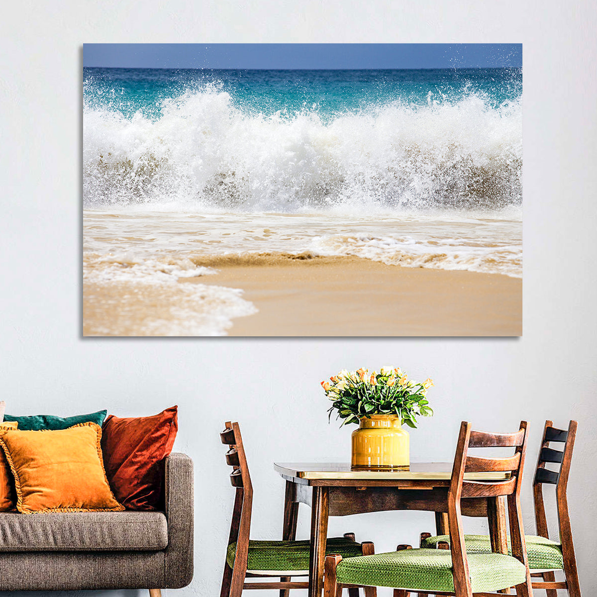 Breaking Wave Over Wet Sand Wall Art