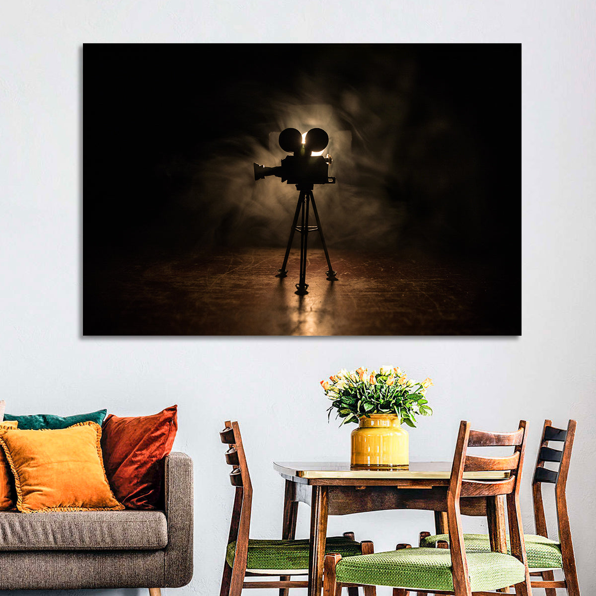 Backlit Vintage Movie Camera Wall Art