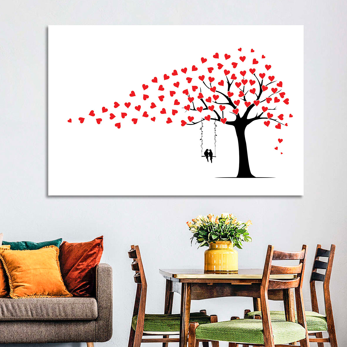 Heart Leaf Tree Silhouette Wall Art