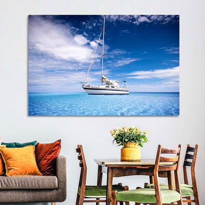 Furled Sails Over Turquoise Water Wall Art