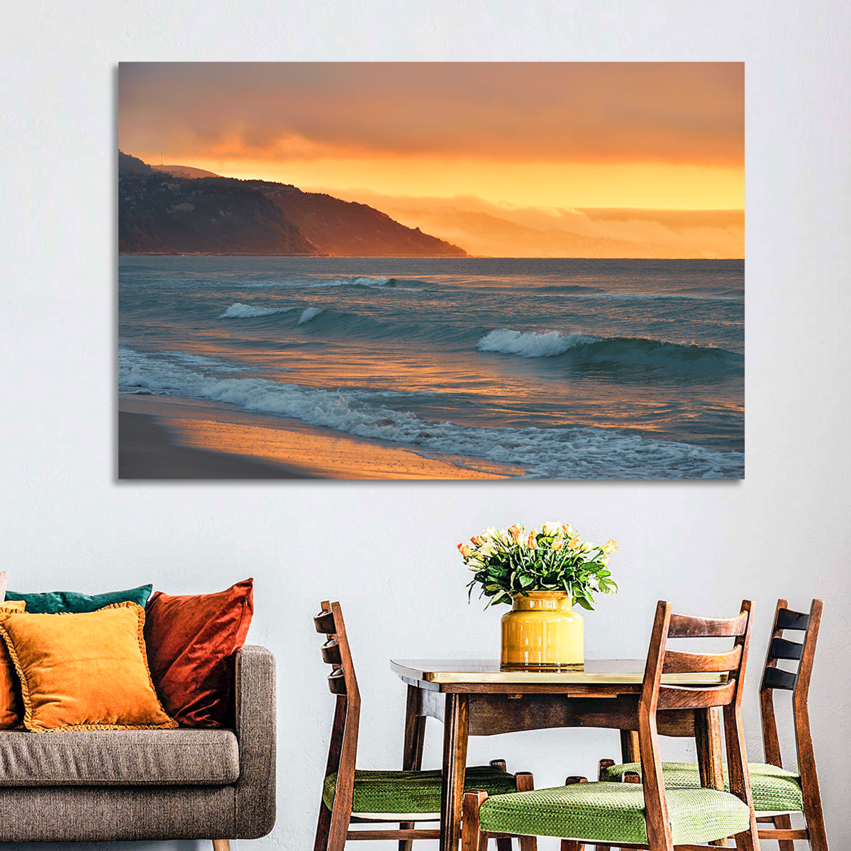 Cliffside Sunset Over Ocean Wall Art