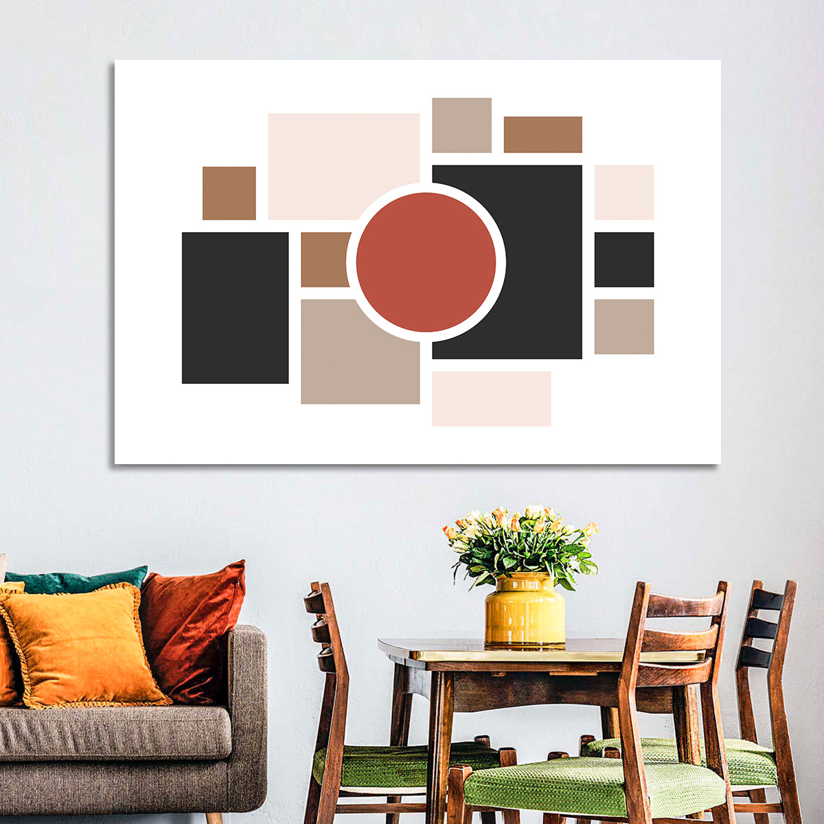 Terracotta Geometric Circle Composition Wall Art