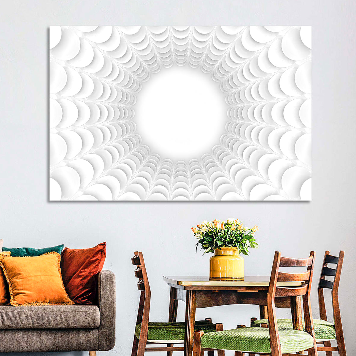 White Bubble Sphere Tunnel Wall Art